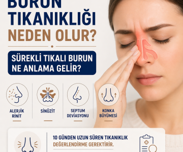 Burun tıkanıklığı neden olur, alerji, sinüzit ve deviasyon gibi nedenleri özetleyen bilgilendirici görsel